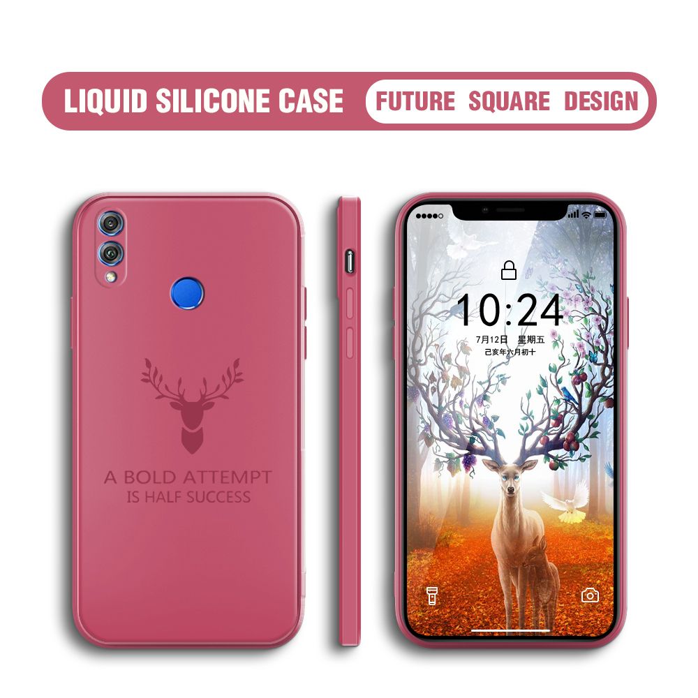 Hontinga for Honor 8X Case Soft Silicone Square ELK Deer Reindeer Phone Cases Full Cover Camera Shockproof Protection Rubber Case