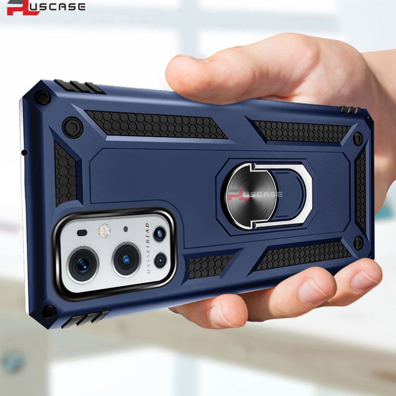 PlusCase for OnePlus 9 Pro Case Shockproof Stand Finger Ring Hard Back Phone Cover