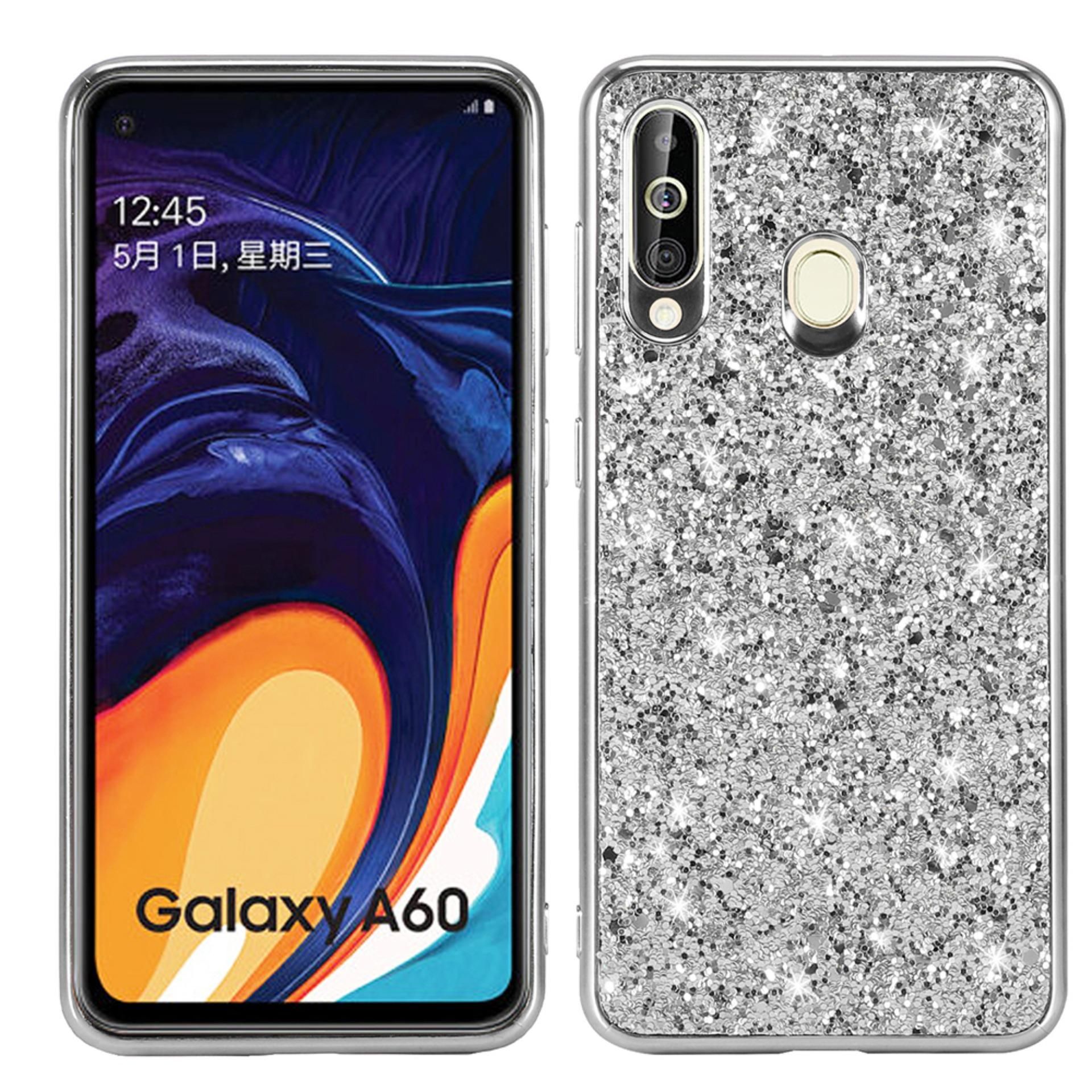 For Samsung Galaxy A60 Hard Luxury Sparkle Glitter Shiny Bling Sequin Electroplate Soft Bumper Case Cover