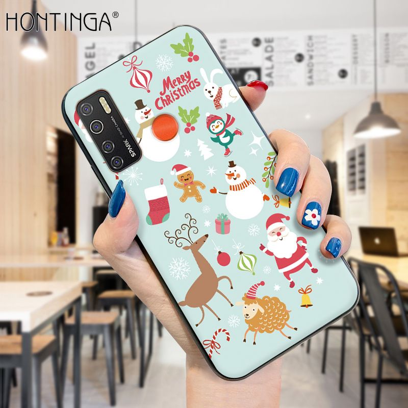 Hontinga for Tecno Spark 5 Pro Case Merry Christmas Gifts for Girls Boys Phone Cover Shockproof Soft Silicone TPU Cases