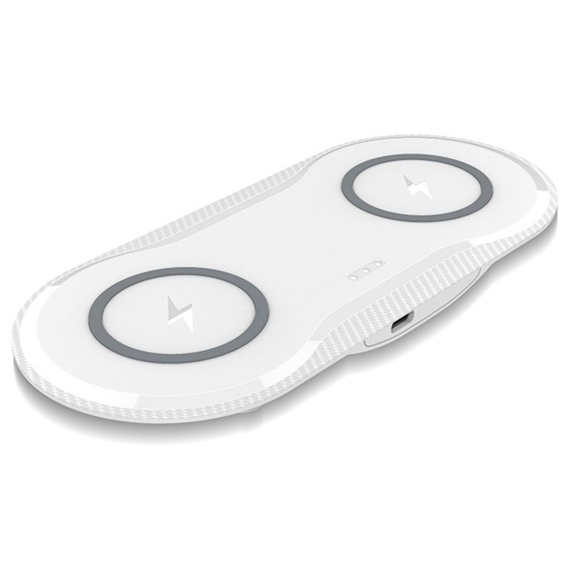 20W Dual Qi Wireless Charger Pad for iPhone 11 XS XR X 8 Airpods Pro for 10 W Dual Fast Charging Base White