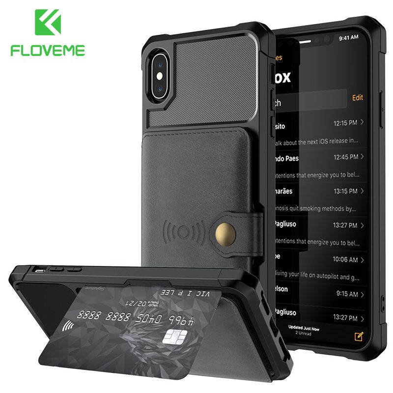 FLOVEME Card Holder Magnetic Phone Case Phone 11 SE 2020 For iPhone 6 7 8 Plus Universal  For iPhone XR X XS  Business Full Protective Phone Cover For XS Max Case