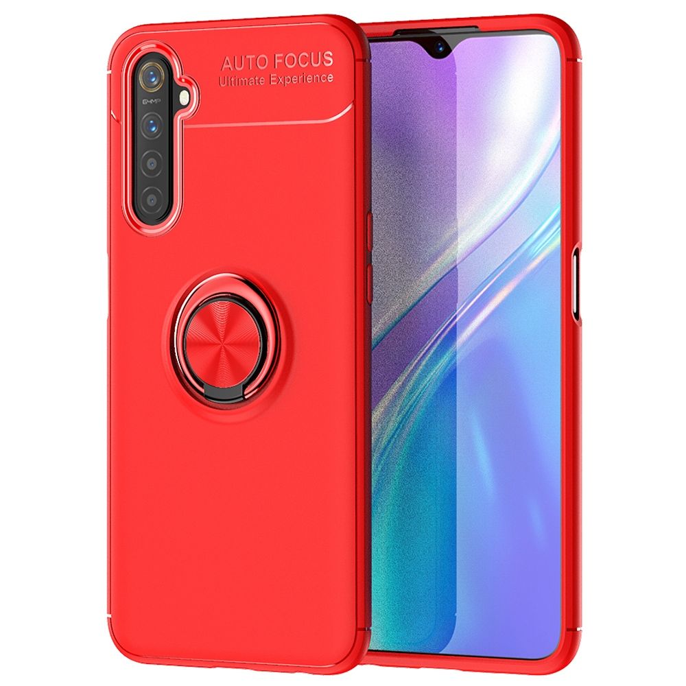 For OPPO Realme 6 Pro 360 Degree Rotating Ring Holder (Compatible with Magnetic Car Mount) Resilient TPU Drop Protection Case Cover