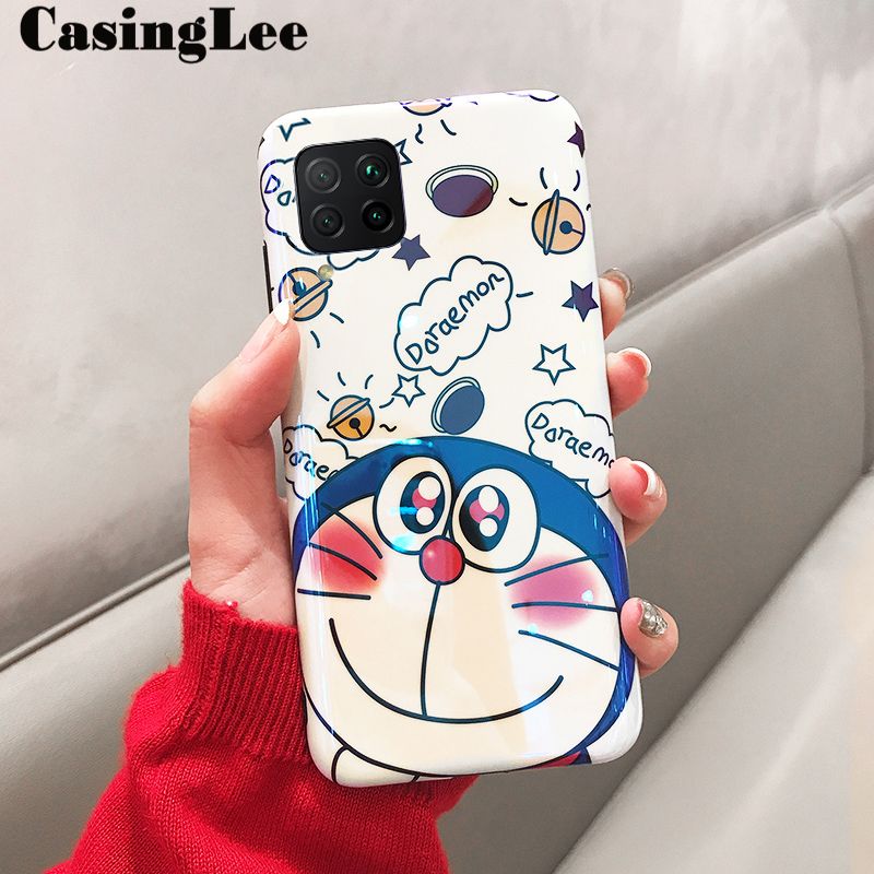 Protect Cover For Samsung Galaxy M32 4G Case Cute Doraemon Soft Shockproof Cartoon Design Couple Full Protection Phone Cases Samsung M32 4G Back Cover For girls and Boys