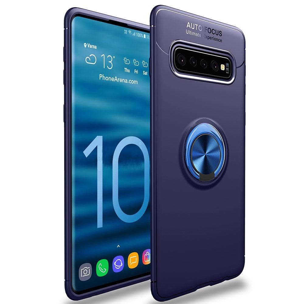 For Galaxy S10 Plus 360 Degree Rotating Ring Holder (Compatible with Magnetic Car Mount) Resilient TPU Drop Protection Case Cover