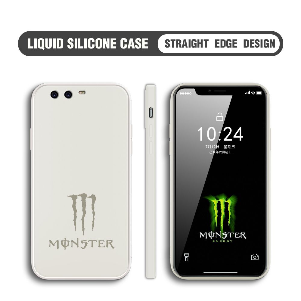 Hontinga for Huawei P10 Case Fashion Monster Energy Silicone Square Edge Phone Cases Full Cover Camera Shockproof Protection Rubber Case