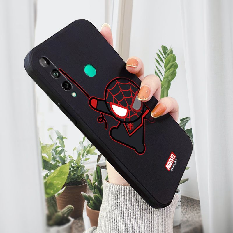 AMORVOR for Huawei Y7P Back Cover Cartoon Cute Spiderman Side design Soft Case Liquid Silicone Phone Cases