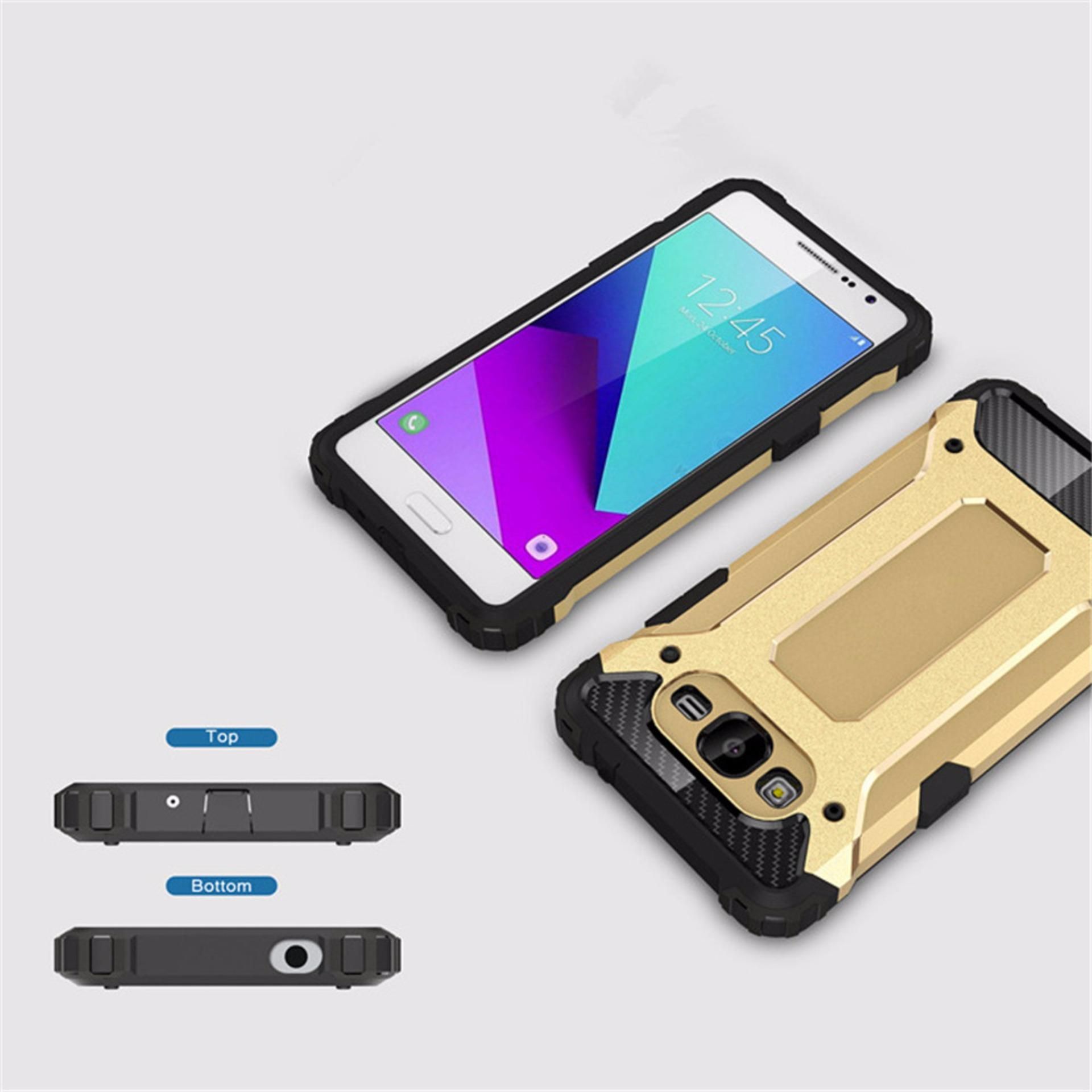 for Samsung Galaxy J2 Prime & Grand Prime+ [Steel Armor] 2in1 Carbon Fibre Premium Soft TPU + Hard PC Hybrid Back Cover Cell Phone Armor Case Shockproof - intl