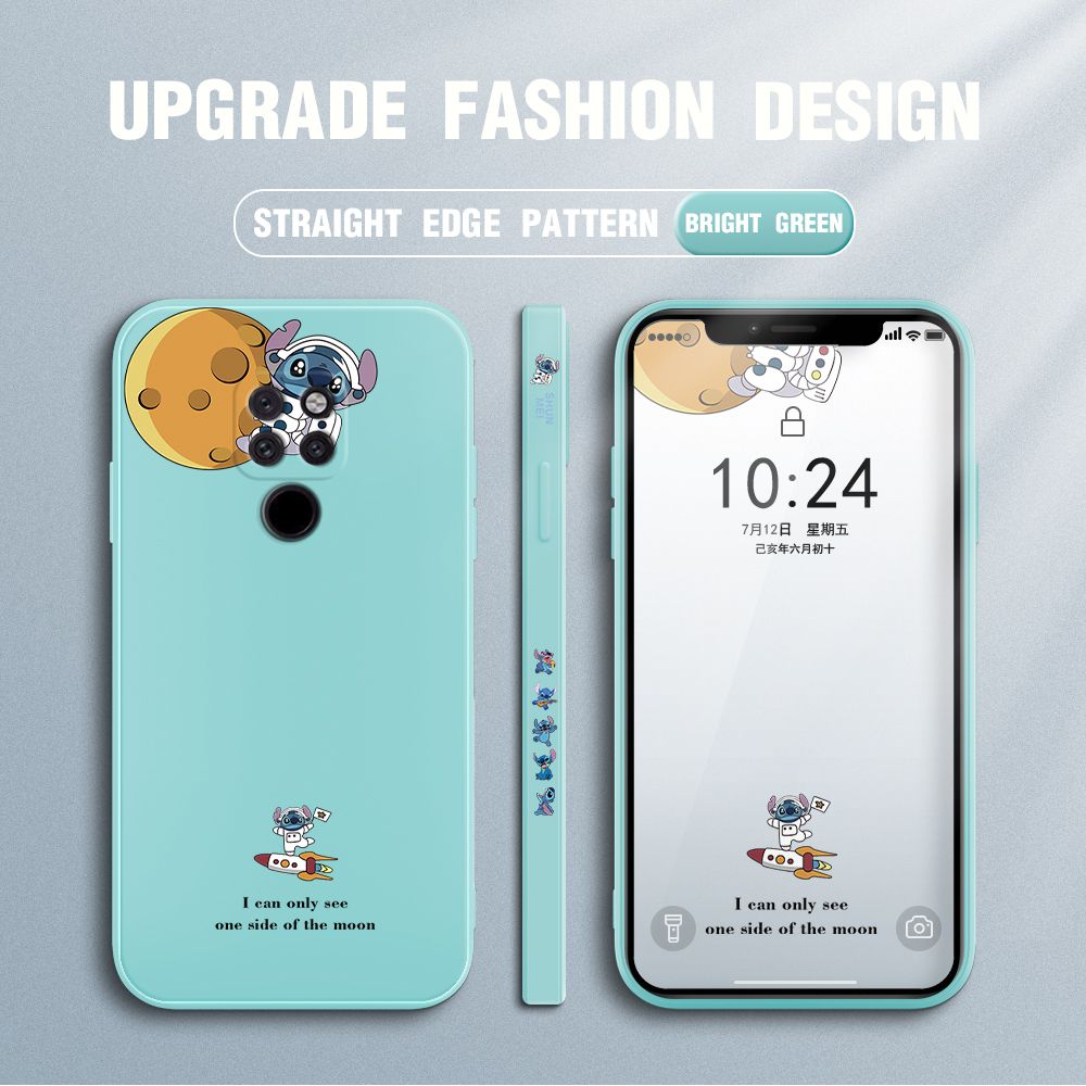 Jizetin for Huawei Mate 20 Case Side Design Phone Cover  Astronaut Stitch Cover Square Edge Pattern Liquid Silicone Trend Case