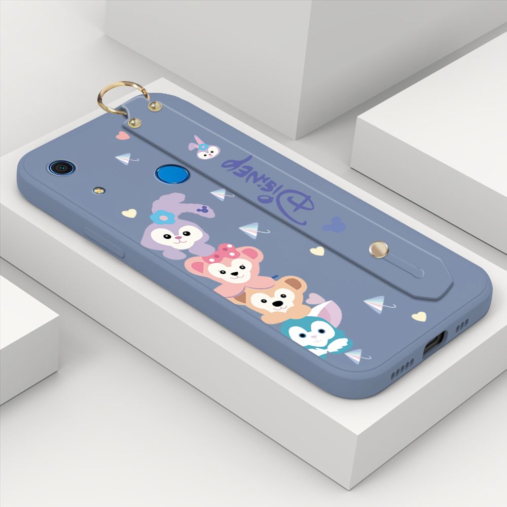ZeroQiQi for Huawei Y6S Wrist Strap Case INS Cute Style Creative Cartoon Rabbit and Fox Cover Thin Square Edge Liquid Silicone Phone Case