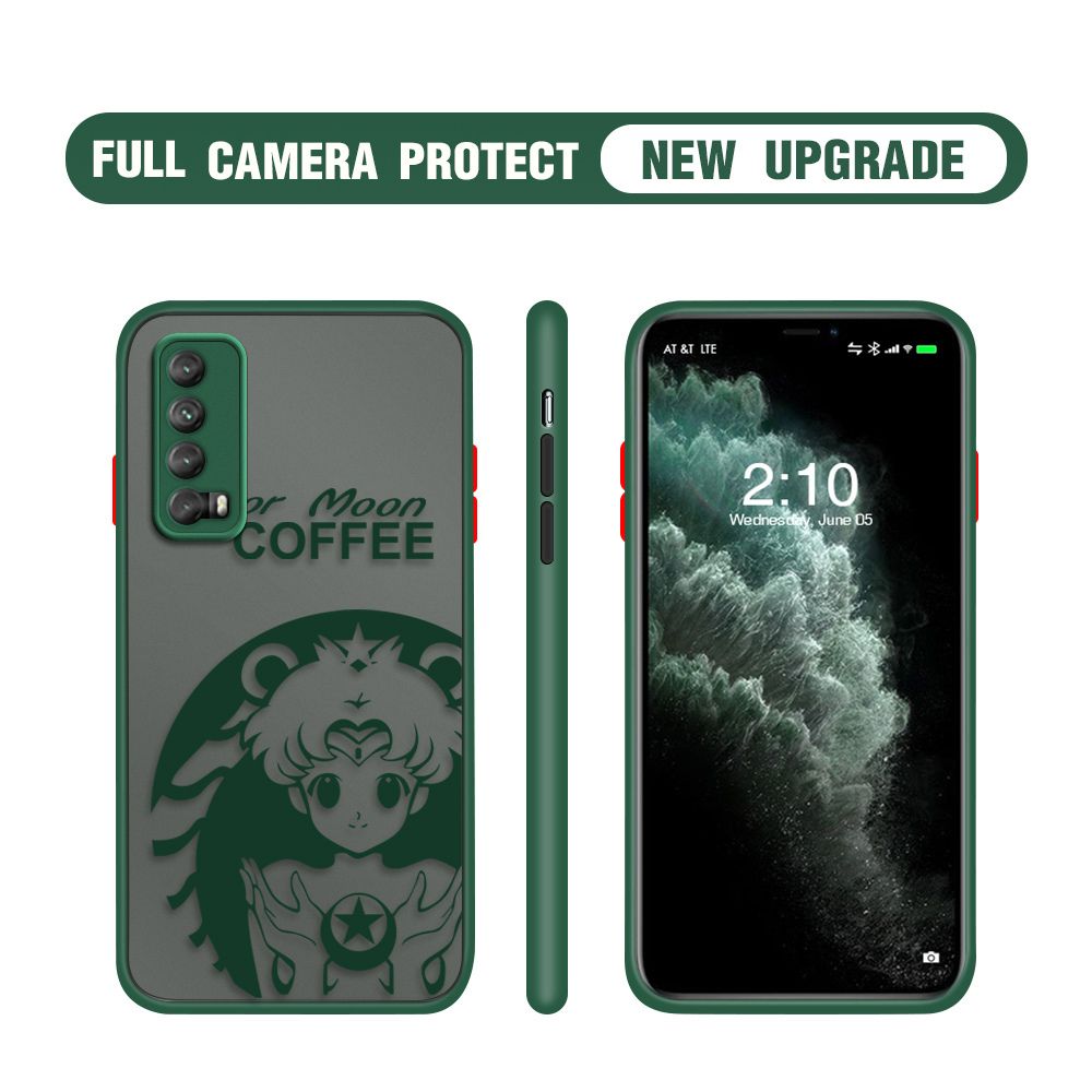 Hontinga for Huawei Y7A Case Sailor Moon Cases Edge Frosted Transparent Phone Cover