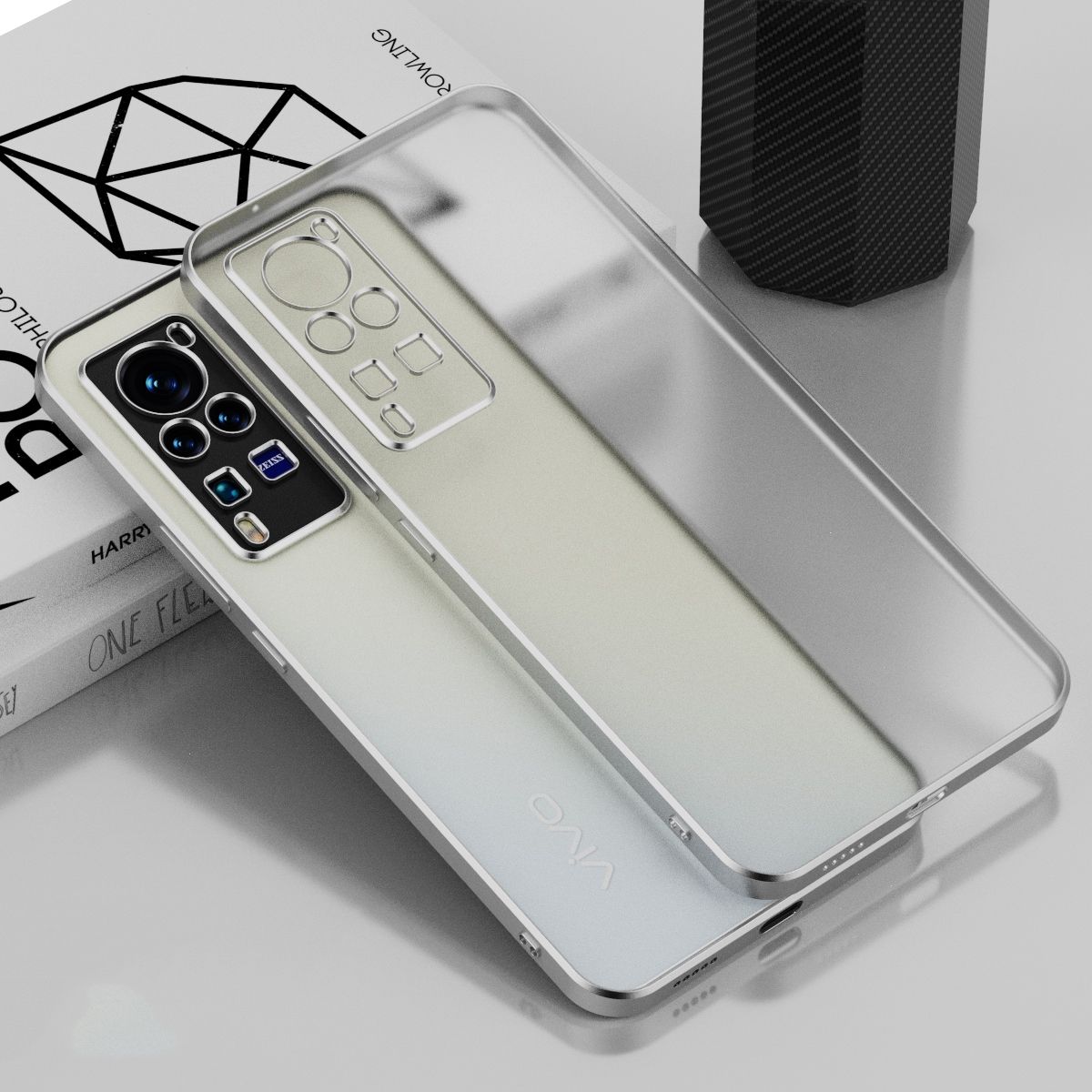 Caisng for Vivo X50 Straight Edge Electroplating Matte Translucent Protective Case Cover