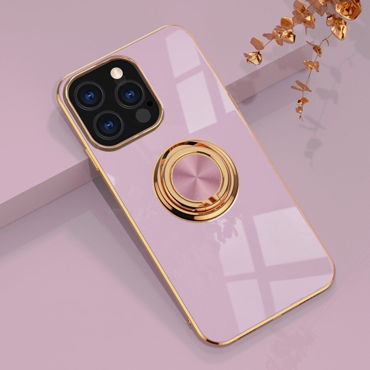 For iPhone 13 Pro Luxury Electroplating Soft TPU One-piece Shell with Ring is Compatible case Luxury Electroplating Soft TPU One-piece Shell with Ring is Compatible case