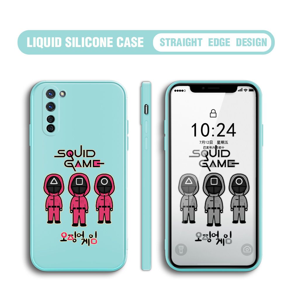 Jizetin for OPPO Reno3 5G Case Trend Cartoon Korean Squid Phone Cover Liquid Silicone Case Phone Protective Case