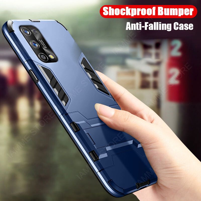 For OPPO A92 Cover Shockproof Hybrid Armor Stand Holder Design Phone Case Hard Plastic Soft TPU Silicone Bumper Protective Back Cover