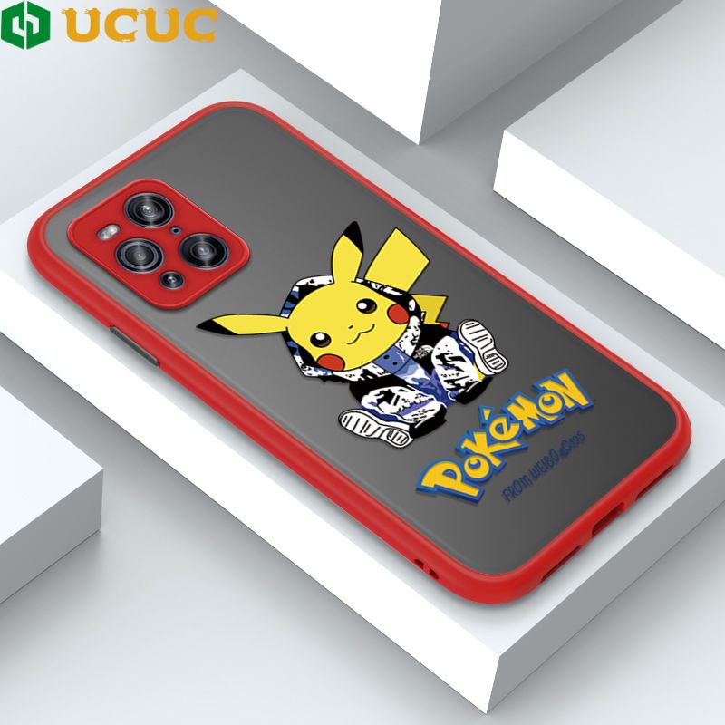 UCUC for OPPO Find X3 5G / Find X3 Pro 5G Back Cover Wrapped Pikachu Frosted Transparent Hard Phone Case Thin Shockproof Full Cover Camera Protect Case