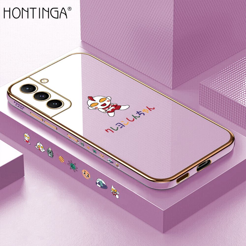 Hontinga for Samsung S21 5G Case Luxury 6D Plating Cartoon Anime Hero Side Pattern Soft Back Cover Silicone Square Phone Cases