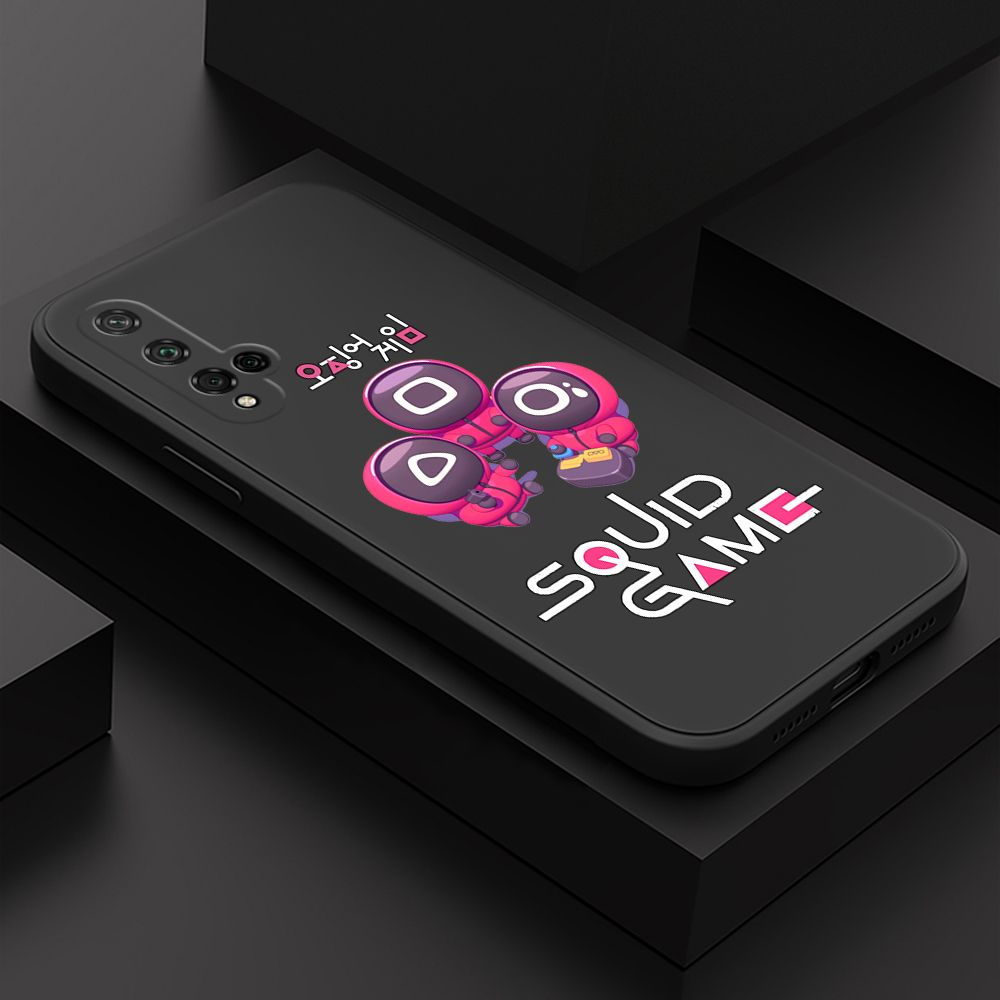 ZeroQiQi for Honor 20 Case Cute Cartoon Cute Squid Character Phone Cover Square Liquid Silicone Shockproof Phone Protective Case