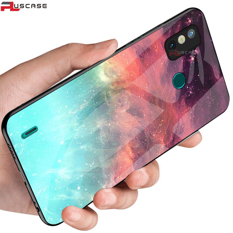 PlusCase for Tecno Spark 6 Go Case Glass Nebula Pattern Hard Shockproof Phone Back Cover