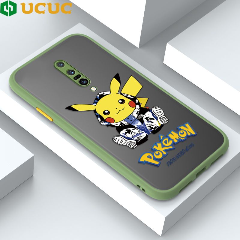 UCUC for OnePlus 7 Pro Back Cover Wrapped Pikachu Frosted Transparent Hard Phone Case Thin Shockproof Full Cover Camera Protect Case