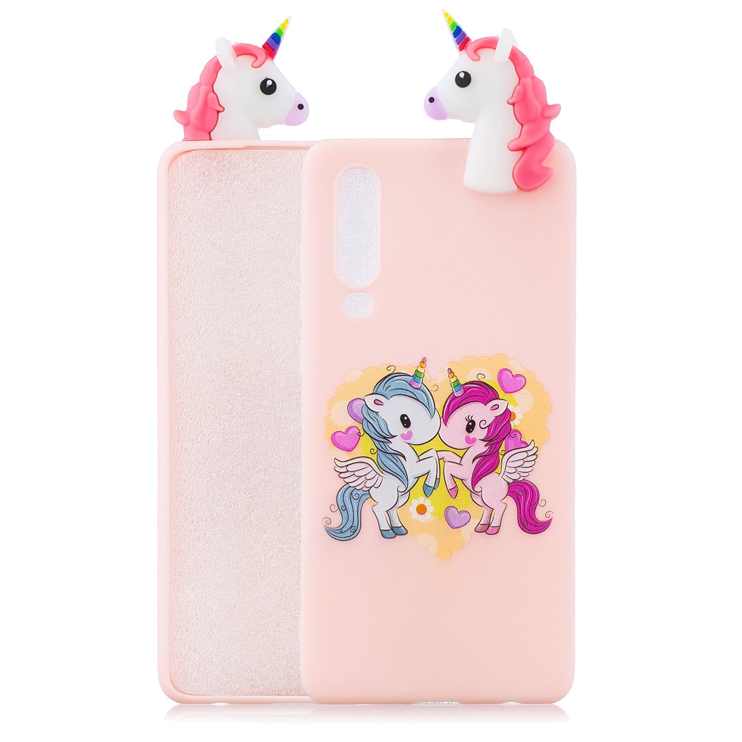 Yfashion For HUAWEI P30 3D Cute Coloured Painted l PU Anti-scratch Non-slip Protective Cover Back Case