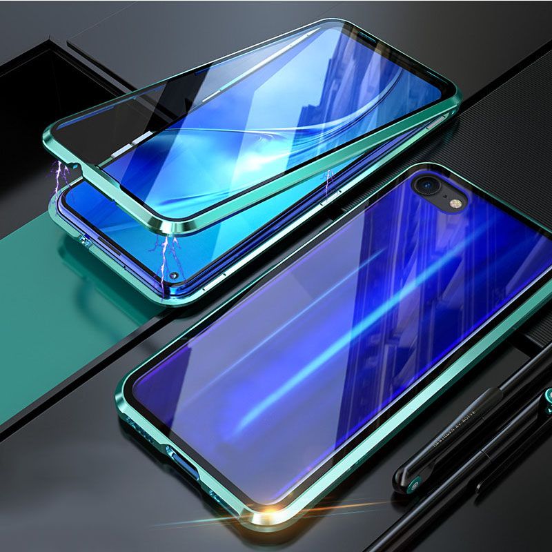 For Samsung Galaxy A11 A31 A51 A71 M21 M31 Note 10 Lite A91 A81 S10 Lite A50 A50S A30S A70 A21S Double-sided Glass Magnetic 2 In 1 Adsorption Metal Case Aluminum Frame Shock Protection 360 Flip Cover