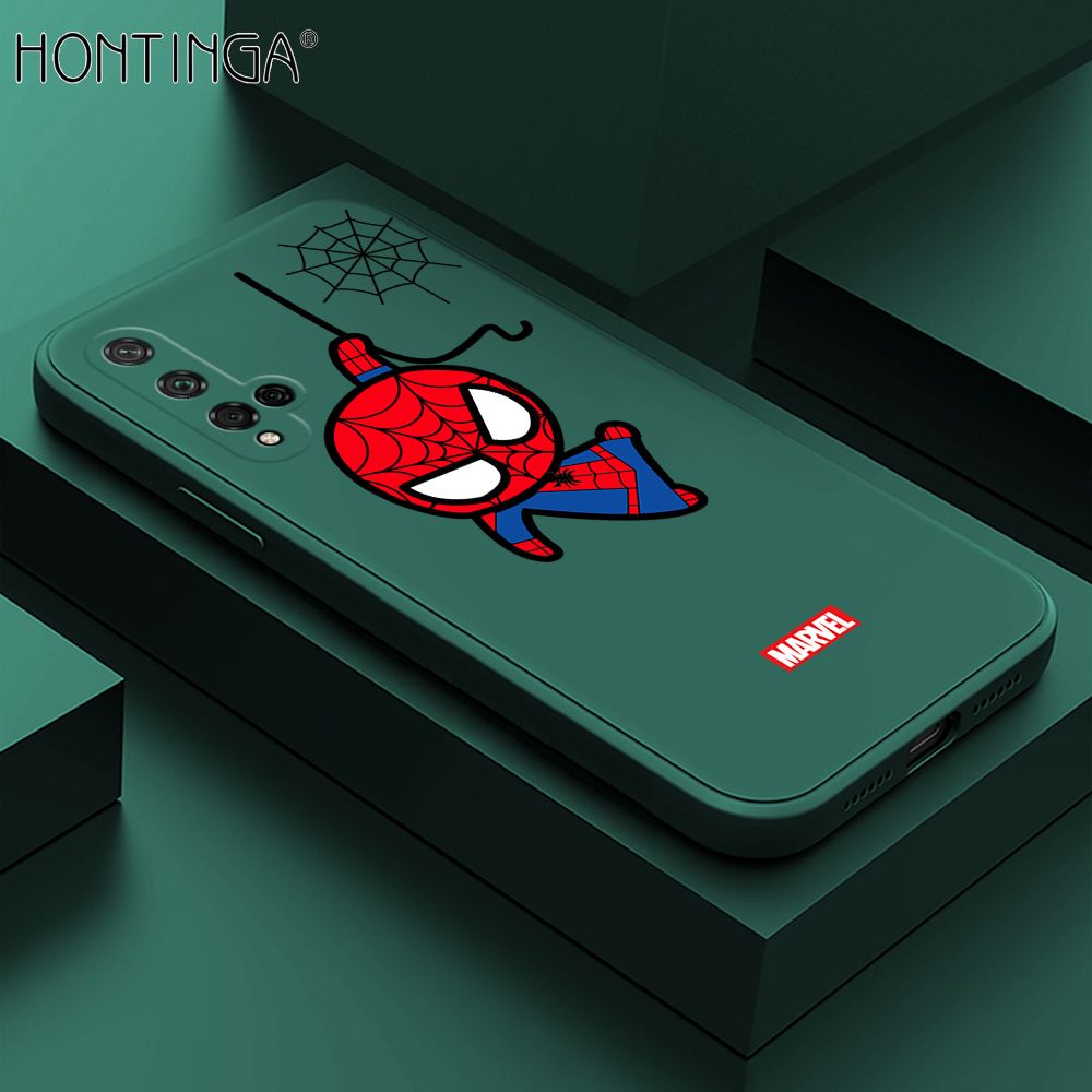 Hontinga for Honor 20 Case Cute Marvel Avengers Cartoon Spiderman Spider Man Phone Case Square Edge Silicone Cases Full Lens Cover Shockproof Protection Case