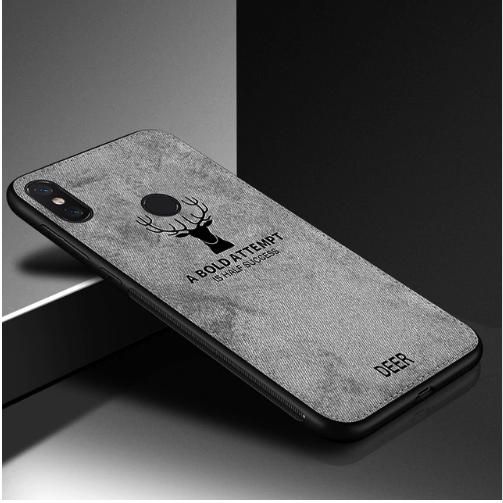 For Xiaomi Mi 8 Phone Cover Shockproof Deer Cloth - Ash  and  Black