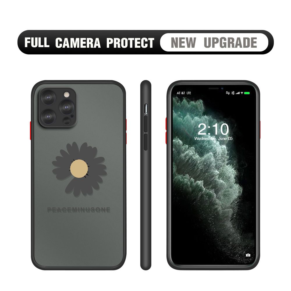 Hontinga for iPhone 12 Pro Max Case Daisy Flower Cover Camera Shockproof Protection Case Edge Frosted Transparent Phone Cover