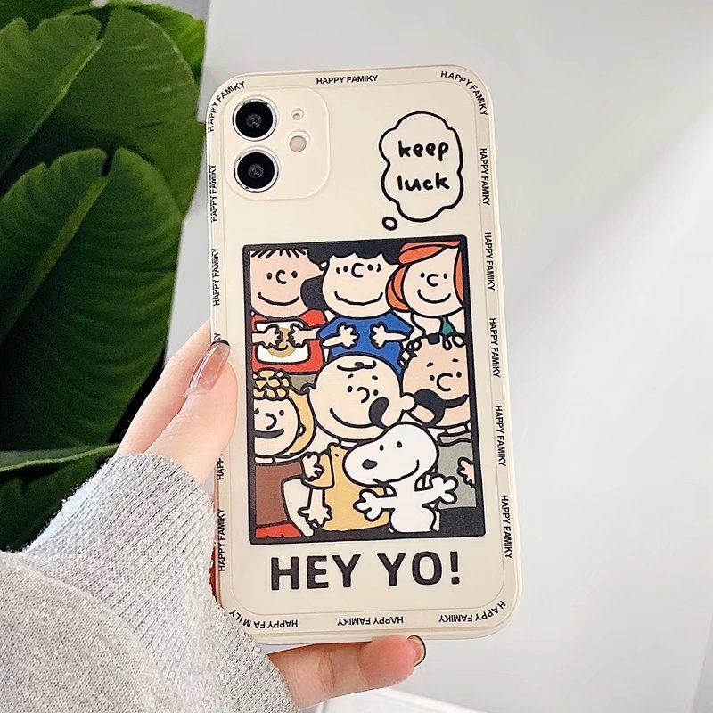 Olige Case For iPhone 13 Cute Cartoon Snoopy Camera Protection Shockproof Silicone Couple Soft Phone Cover