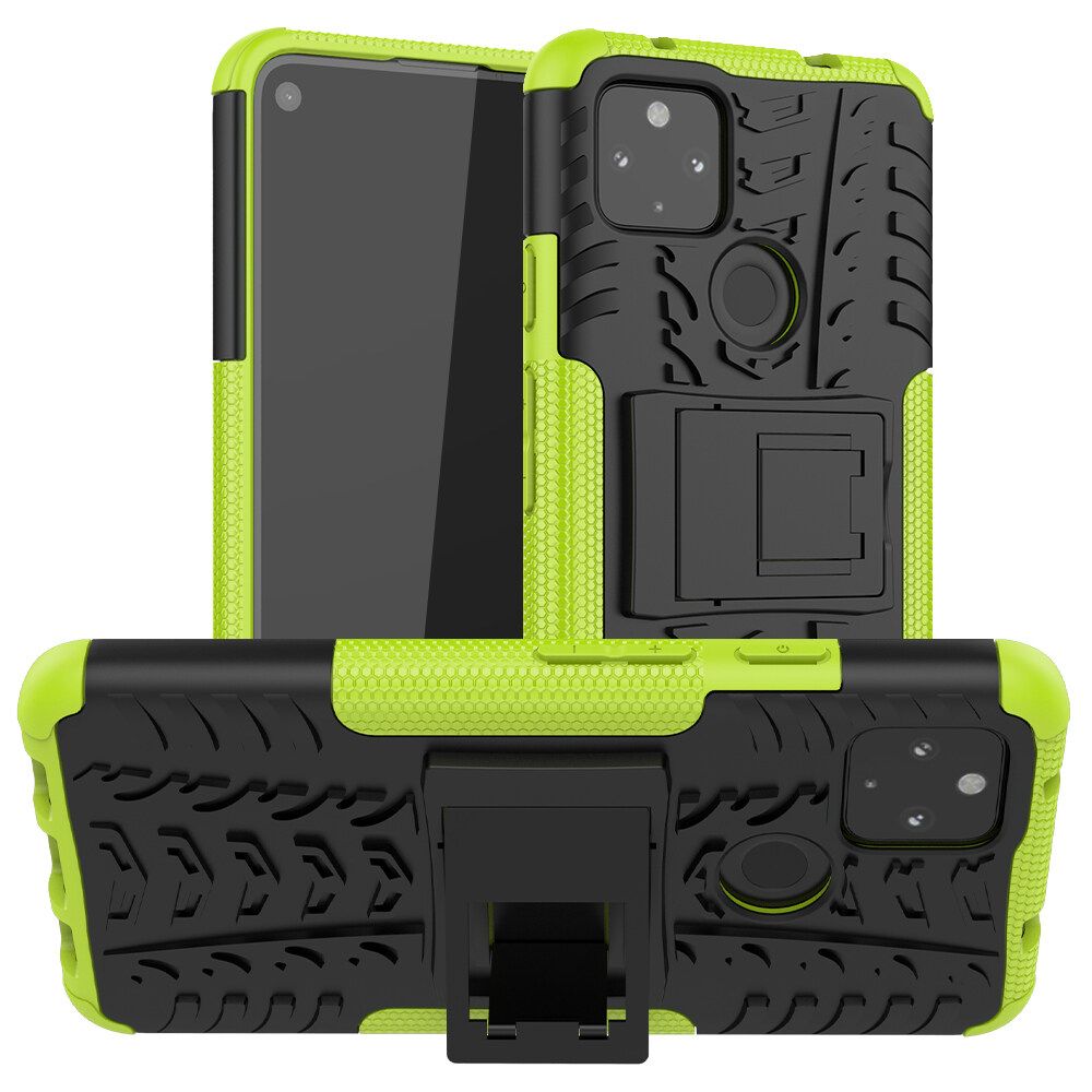 For Google Pixel 5 Dual Layer Heavy Duty Armor Tough Hybrid Shockproof Stand Protective Case Cover