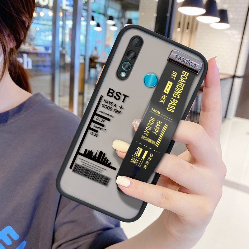 UCUC for Huawei Nova4 Wrist Strap Case Creative Printing City Landscape Wristband Printing Cover Shockproof Frosted Phone Case