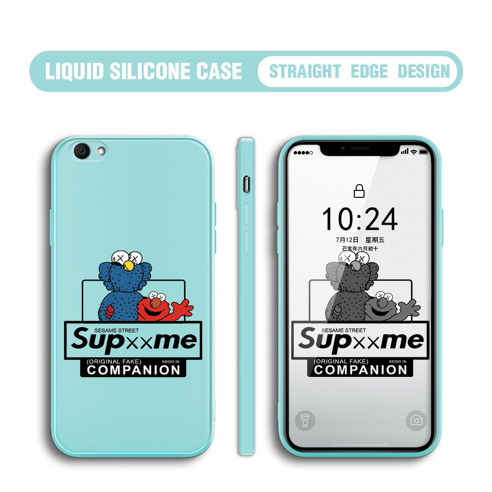 BILI for Vivo V5 / V5S / V5 Lite / Y67 Back Cover Sesame Street Companion Multicolor Liquid Silicone Phone Case Soft Square Lens Protection Phone Cases
