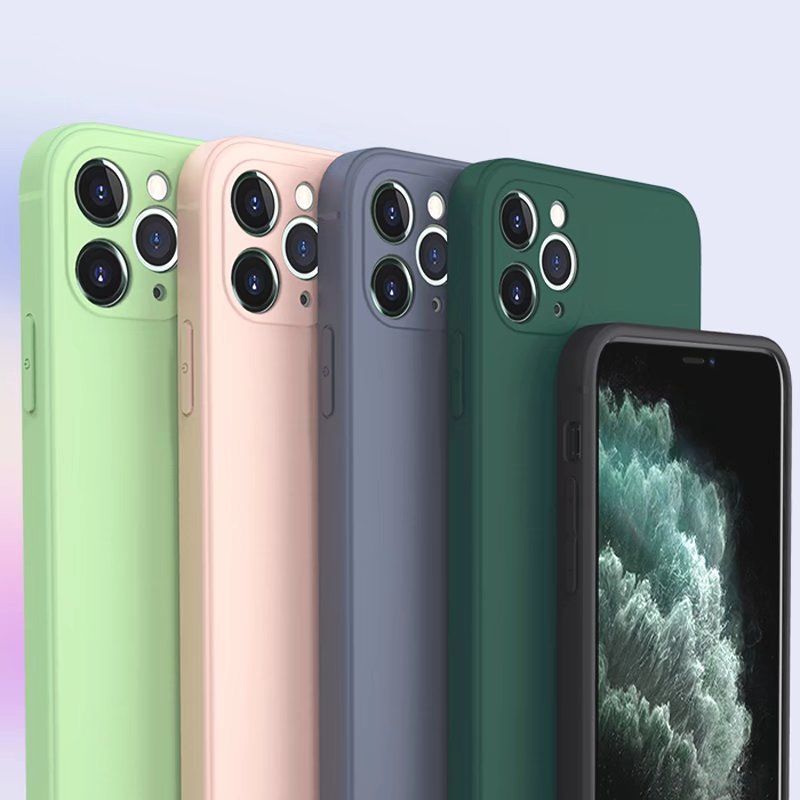Olige Case For Realme Narzo 50A Square Liquid Silicone Lens Protector Shockproof Soft Phone Case Cover