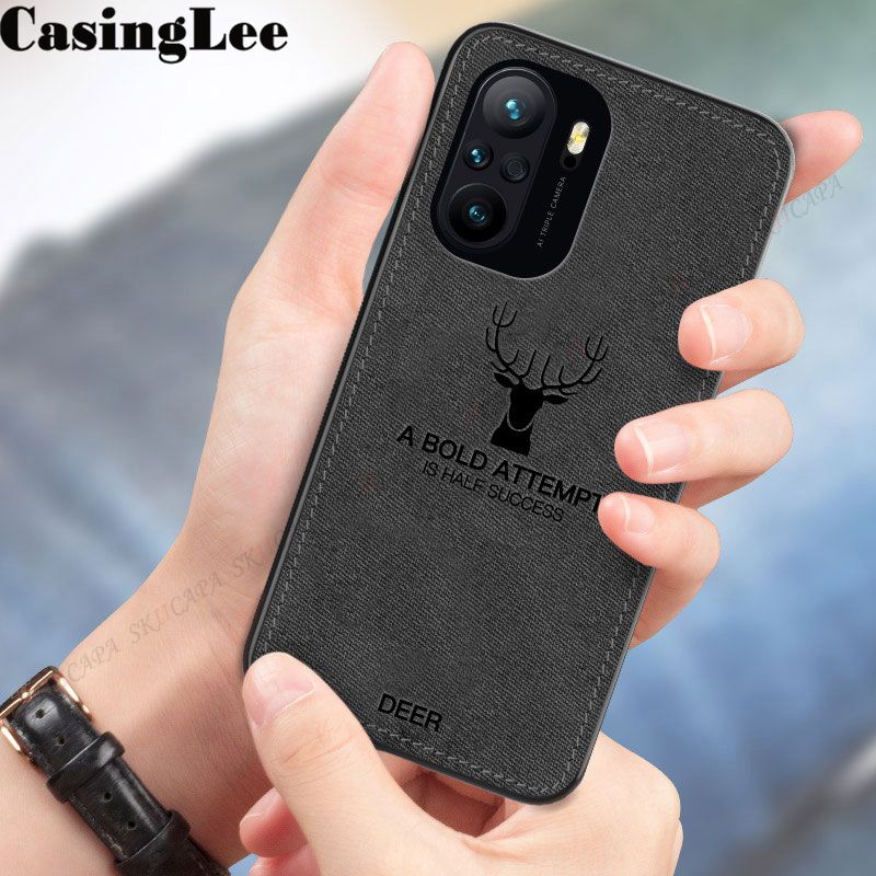 Casinglee for Poco F3 Case Slim Hybrid matte Deer Elk Design Cloth Phone cover for Mi Poco F3 case cover