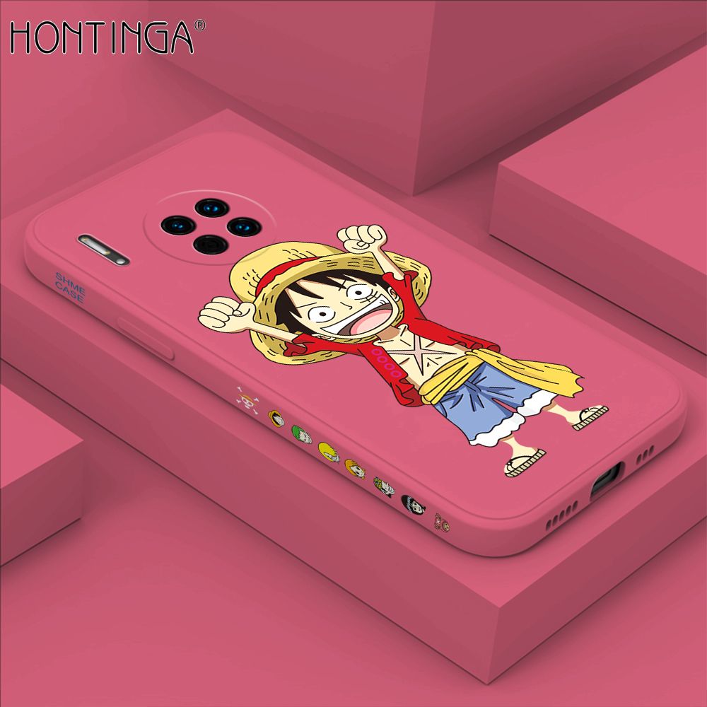 Hontinga for Huawei Mate30 Case Side Design Anime Cartoon Luffy Back Cover Soft Square Edge Pattern Liquid Silicone Trend Phone Cases
