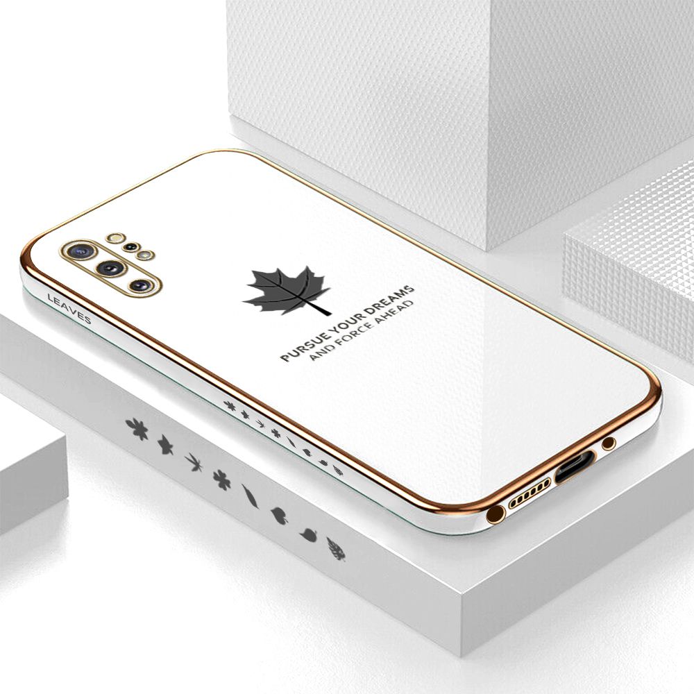 ZeroQiQi for Samsung Galaxy Note 10 Plus/Note 10 Plus 5G Back Cover Maple Leaf Luxury 6D Plating Case Side Pattern Soft Silicone Square Phone Cases + Free Lanyard