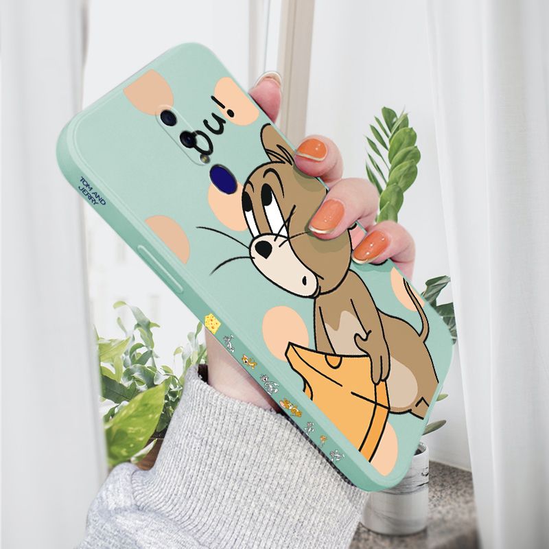 AMORVOR for OPPO F11 Back Cover Cartoon Cute Lovely Side design Soft Case Liquid Silicone Phone Cases