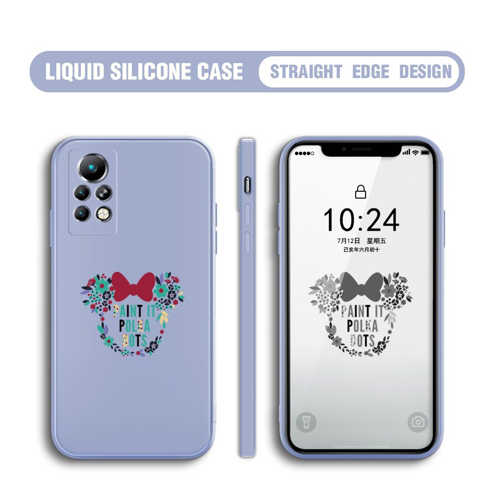 BILI for Infinix Note 11 Pro / Note 11S Back Cover Flowers Minnie Multicolor Liquid Silicone Phone Case Soft Square Lens Protection Phone Cases
