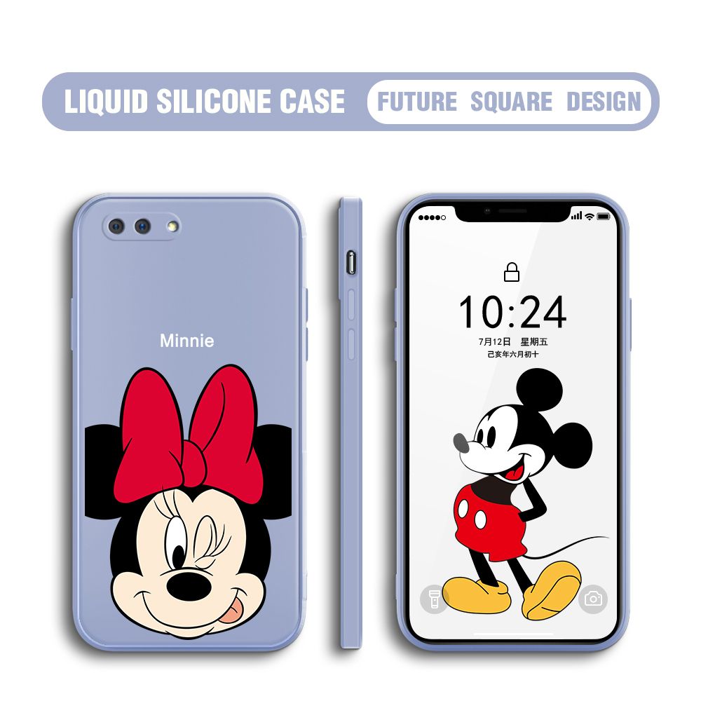 BILI for OPPO A3S / A12E / Realme C1 Back Cover Big Head Minnie Multicolor Liquid Silicone Phone Case Soft Square Lens Protection Phone Cases