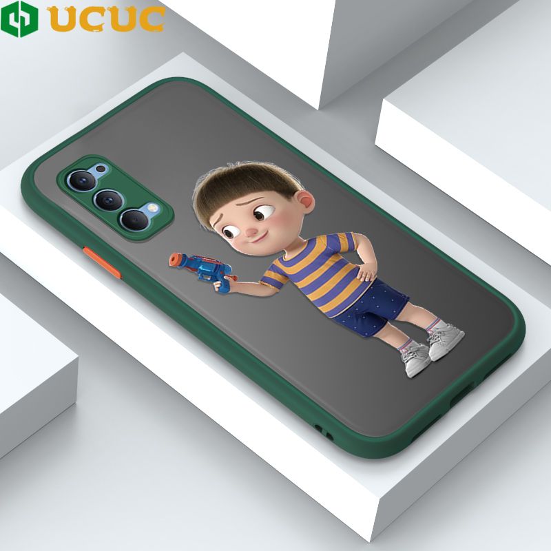 UCUC for OPPO Reno4 Back Cover Naughty Little boy Frosted Transparent Hard Phone Case Thin Shockproof Full Cover Camera Protect Case