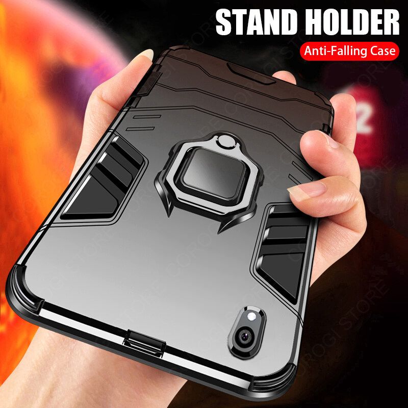 For Vivo Y1S / Vivo Y91C Cover Military Grade Shockproof Armor Phone Case Metal Ring Stand Holder Magnetic Car Mount Hard Protective Back Cover
