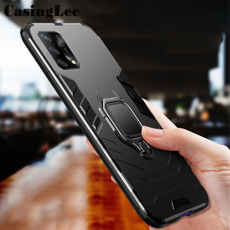 Casinglee Shockproof Armor Stand Case for OPPO A95 4G with Holder Ring Cover Cases for OPPO A95 4G Car Magnet Phone Case