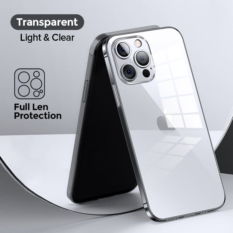 Luxury Clear Case For iPhone 13 12 Pro Max Hard PC+TPU Anti Yellow Full Lens Protective Transparent Cover For iPhone 11 12 Case