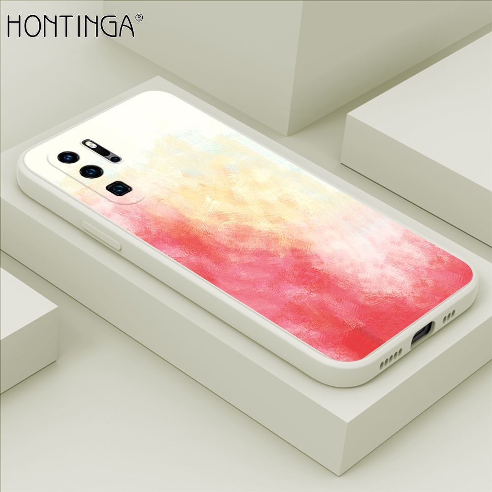 Hontinga for Huawei P30 Pro Case Watercolor Gradient Liquid Soft Square Silicone Phone Case Shockproof Protection Rubber Cover