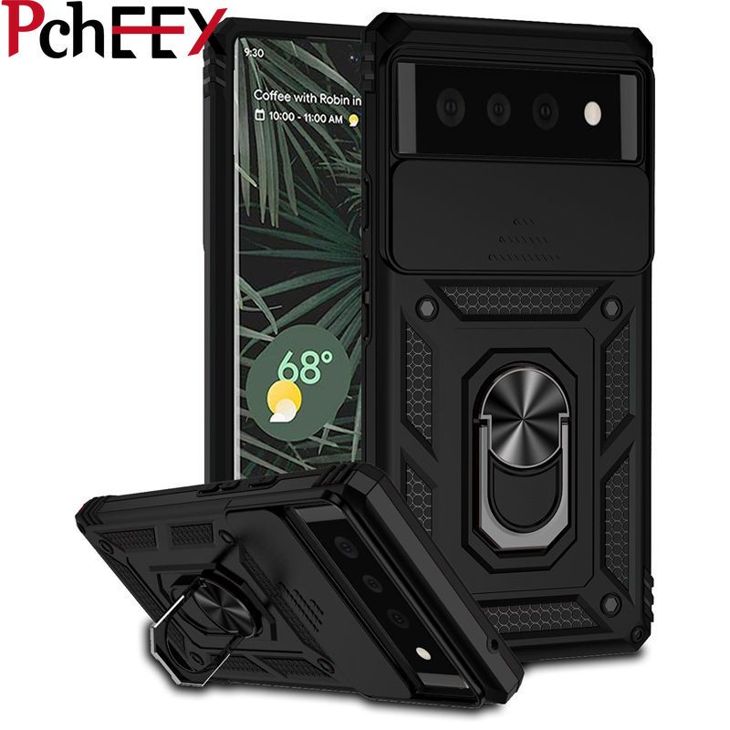 For Google Pixel 6 Phone Case, 2022 New Push Window Magnetic Car Mount Anti-Fall Hard Cover