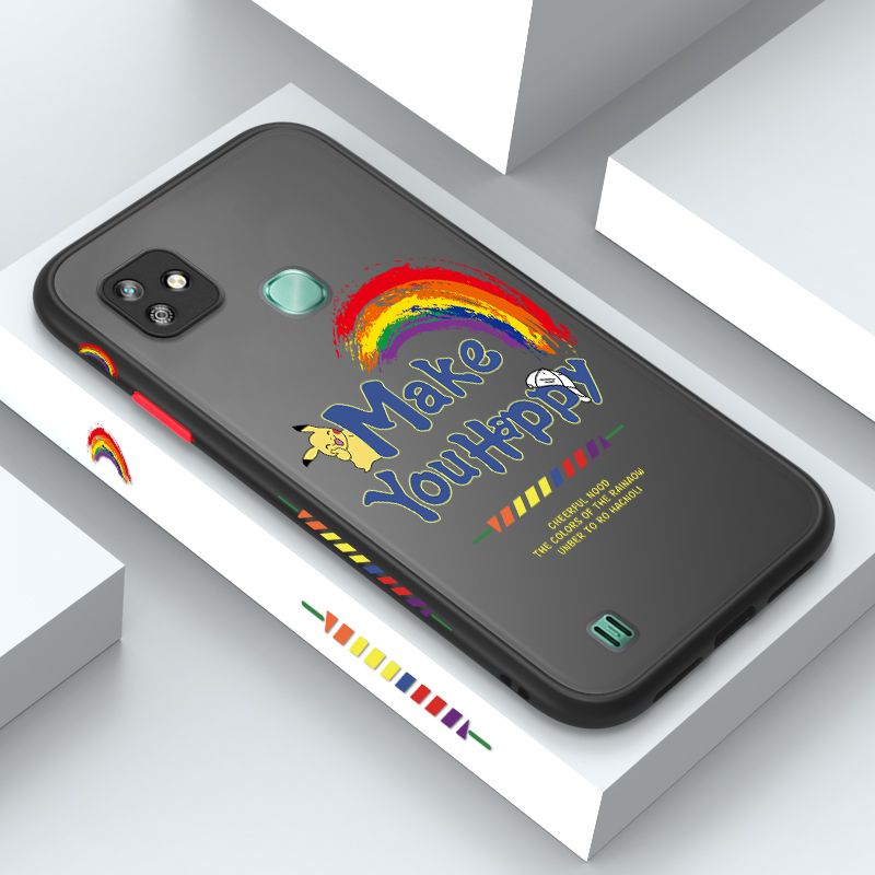 ZeroQiQi for Infinix Smart HD 2021 Case Creative Cartoon Rainbow Pikachu Side Printing Cover Frosted Ultra Thin Protective Anti Fall Phone Case