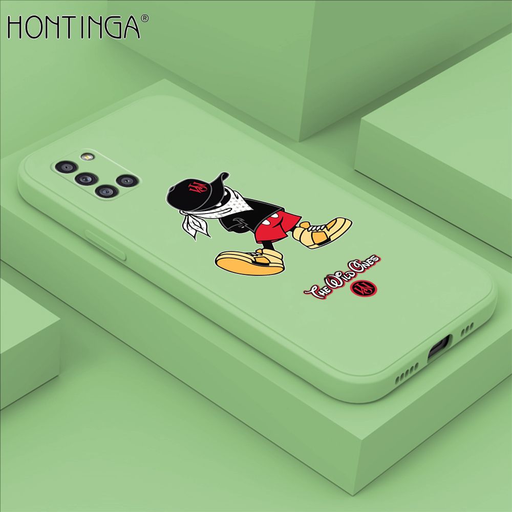 Hontinga for Samsung Galaxy A31 Case Cartoon Masked Mouse Phone Case Soft Square Edge Silicone Cases Full Lens Cover Shockproof Protection Cover