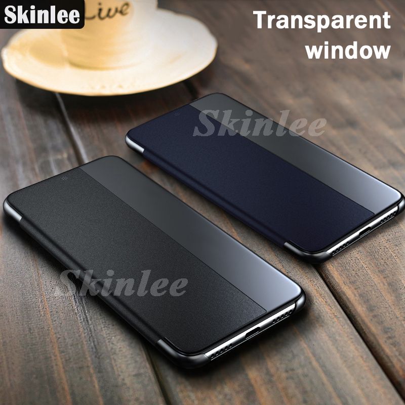 Skinlee for OPPO A54 Flip Case Smart Transparent View Cover for OPPO A54 Phone Cases Window Flip Leather Back ​Cove