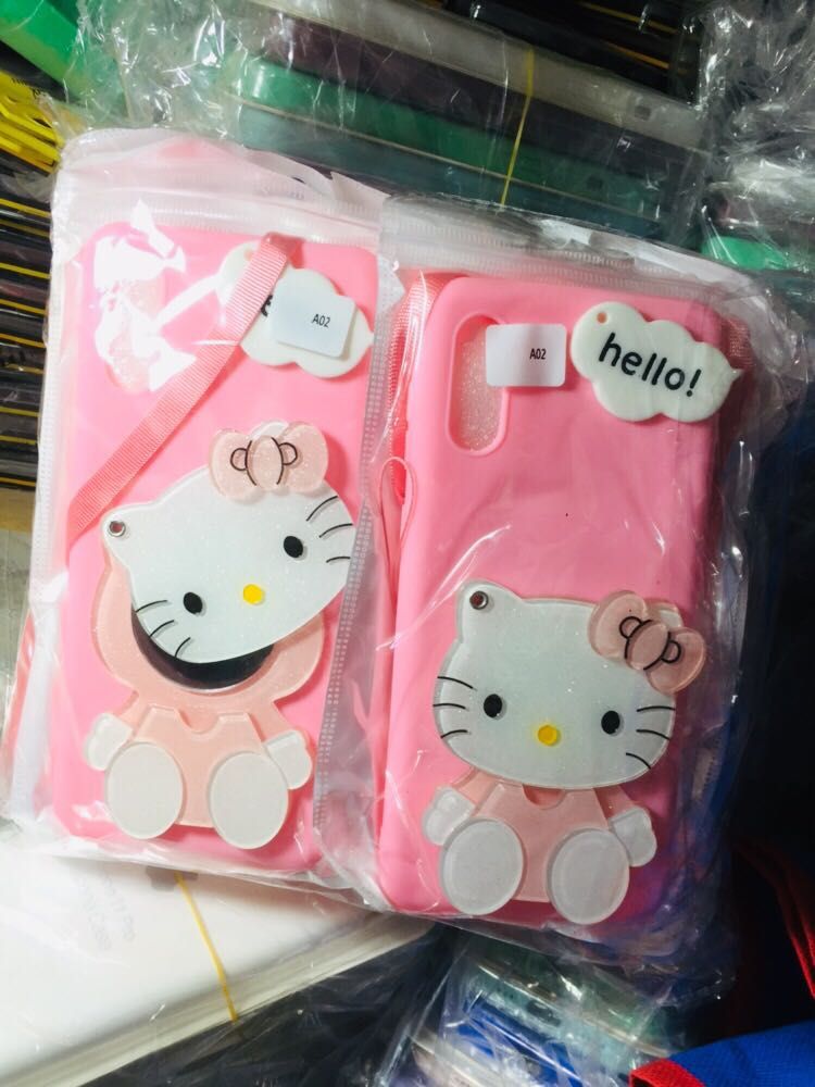 Samsung Galaxy A02 / M02 Luxury Hello Kitty Mirror Cute Cartoon Soft Silicone Shockproof Premium Back Cover